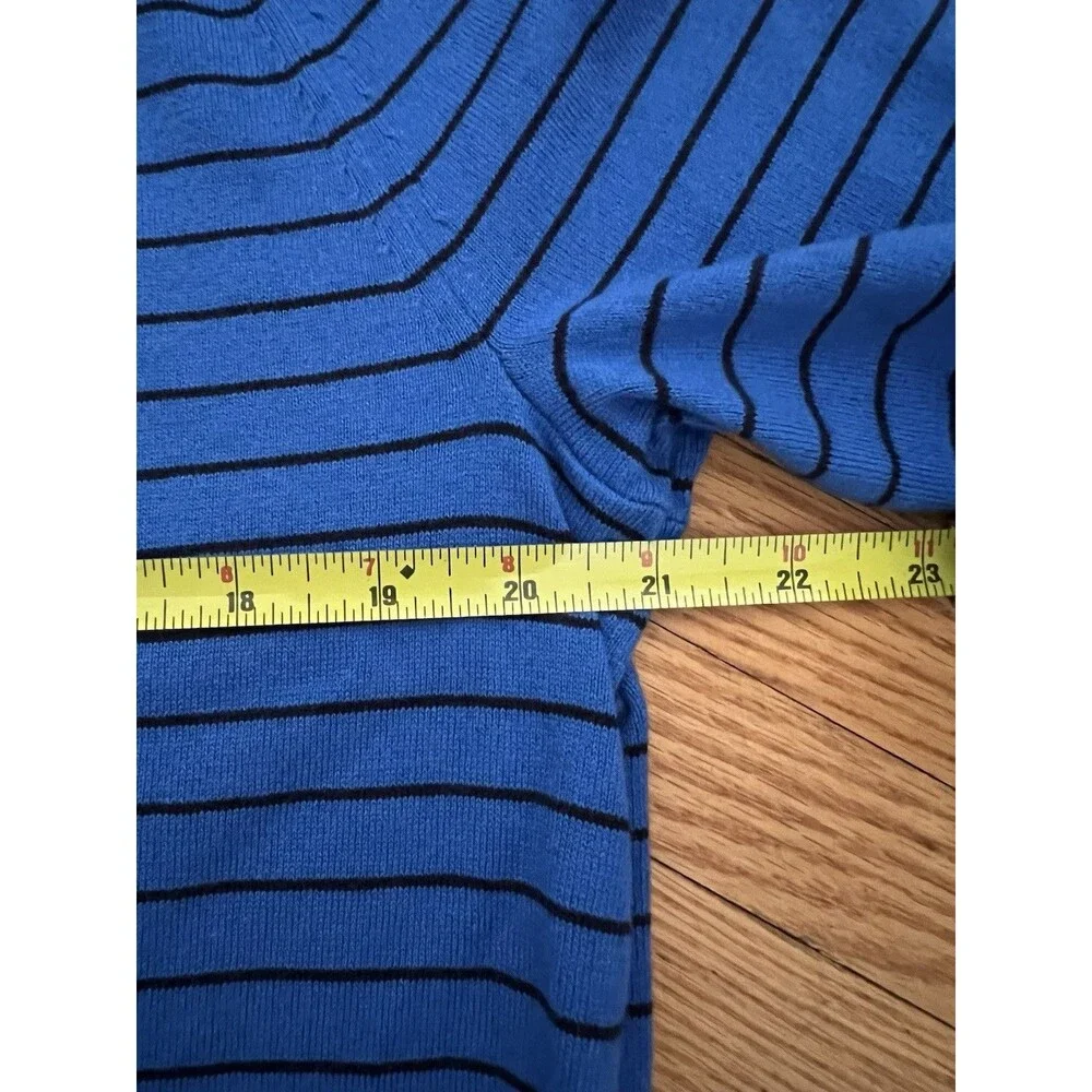 Banana Republic Sweater Large Striped Pima Cotton Cashmere Crewneck Royal Blue